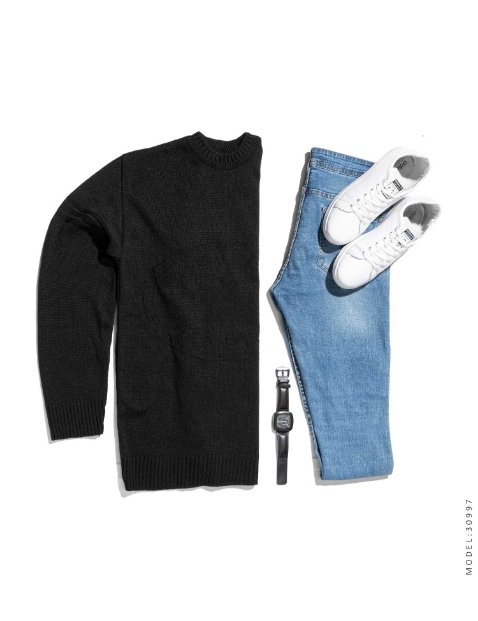 پلیور بافت مردانه یقه گرد Converse مدل 30997 - 2