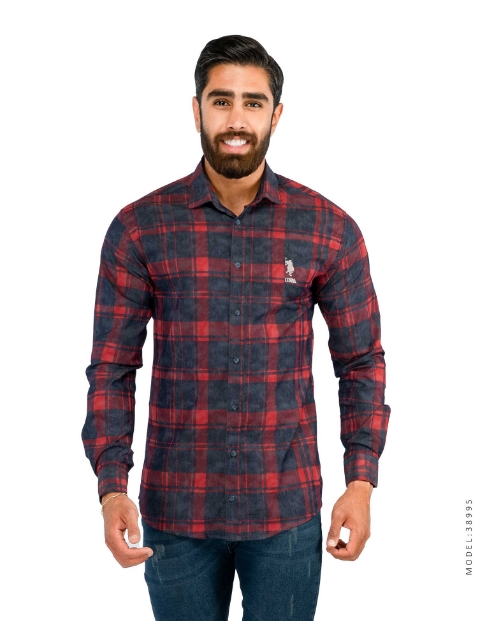 پیراهن مردانه چهارخانه Polo مدل 38995